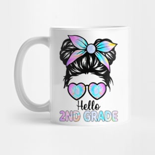 Hello 2nd Grade Messy Hair Bun Girl Back To School First Day Mug